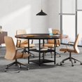 thumbnail image 5 of Tribesigns 47-Inch Round Conference Table with Storage Shelf, Modern Meeting Table for 4-6 People with Metal Legs for Office or Seminar Room, Black Brown, 5 of 5