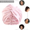 thumbnail image 4 of CSChome Sleeping Hat Hair Care Adjustable Satin Faux Silk Bonnet Front Knot Back Adjustable Buckle Large Long Curly Hair Wrap Elastic Drawstring Beauty Hat, 4 of 7
