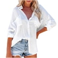 thumbnail image 1 of Timegard Womens Shirts Button down Tops Long Sleeve Lapel V Neck Blouse Fall Lightweight Shirts Tops, 1 of 9