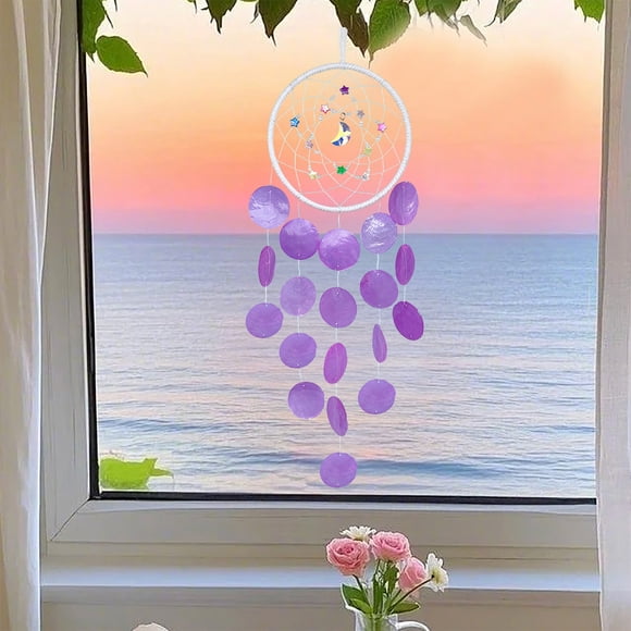 Wooowa Dreamcatcher with Sea Salt Shells - Bohemian Wind Chime, Unique Home & Patio Decor Accessory