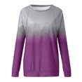thumbnail image 3 of Chemises à Manches Longues pour Femmes Automne Hiver Col Rond Tempérament Manches Raglan Décontractées T-shirt Dégradé Couleur Haut Ample Décontracté Blouses Grande Taille pour Femmes en Liquidation, 3 of 4