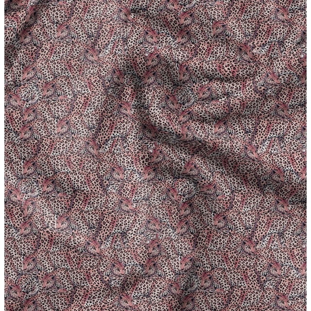 Soimoi Cotton Cambric Fabric Leopard Animal Decor Fabric Printed Yard 56 Inch Wide