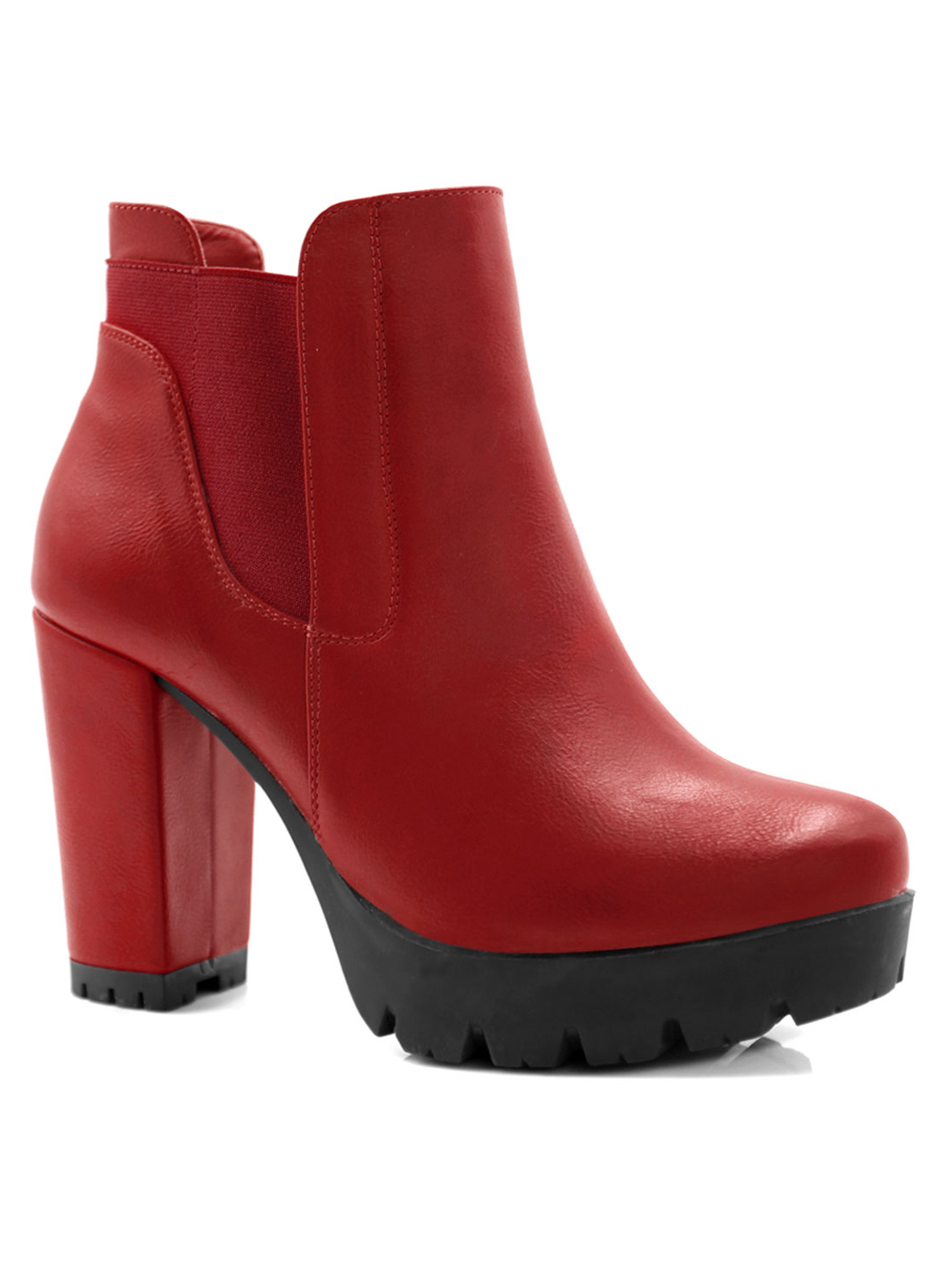 Unique Bargains Women's Chunky High Heel Platform Zip Chelsea Boots