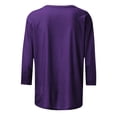 thumbnail image 5 of yoeyez T-Shirts pour Femmes à Manches 3/4 Col Ras du Cou T-Shirts de Couleur Unie T-Shirts Tendance Mode Basiques T-Shirts Légers Blouses de Sortie en Solde Violet 4TG, 5 of 5