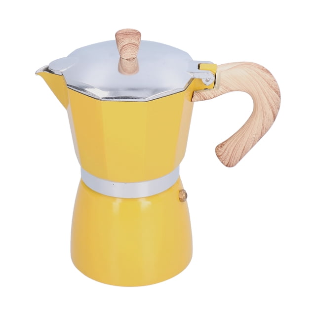 Stovetop Moka Pot, Coffee Maker 300ML Ergonomic Handle Design For Home For Office Yellow