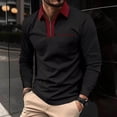 thumbnail image 1 of RXIRUCGD Hommes Couleur Unie Poche Manches Longues Col Rabattu Mode Chemise de Golf Ball Hauts, Vin, Taille : m, 1 of 6