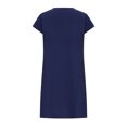 thumbnail image 4 of Choix Populaires, Robe Ample en Lin Plissé à Manches Courtes et Col Rond pour Femmes, Robe en Lin Plissée avec Col Rond et Manches Courtes Look Décontracté Intelligent60 % Coton, 40 % Lin, Bleu Foncé, 4 of 9