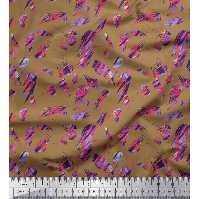 Soimoi polyester Crepe Fabric Brush Stroke Abstract Decor Fabric Printed Yard 52 Inch Wide