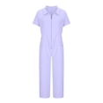 thumbnail image 4 of LSLJS Combinaison Pantalon à Revers Zippée à Taille Plissée Unie Décontractée pour Femme, 4 of 6