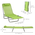 thumbnail image 3 of Outsunny Chaise Longue Pliante 2 Pcs, Chaises Inclinables pour Bronzage au Soleil, Vert, 3 of 10