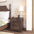 thumbnail image 2 of Ktaxon Solid Wood Nightstand with Outlets & USB Ports, 3 Drawer Traditional Cottage Bedside Table, Brown, 2 of 6