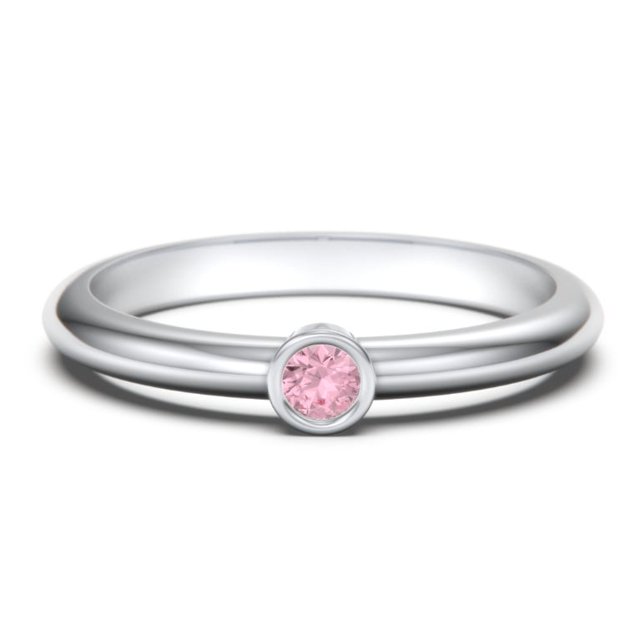 Classic Bezel Set Birthstone Ring - Pink Tourmaline (October)
