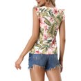 thumbnail image 3 of INSPIRE CHIC Women's Tropical Printed Square Neck Ruffle Tank Top XS White, 3 of 6