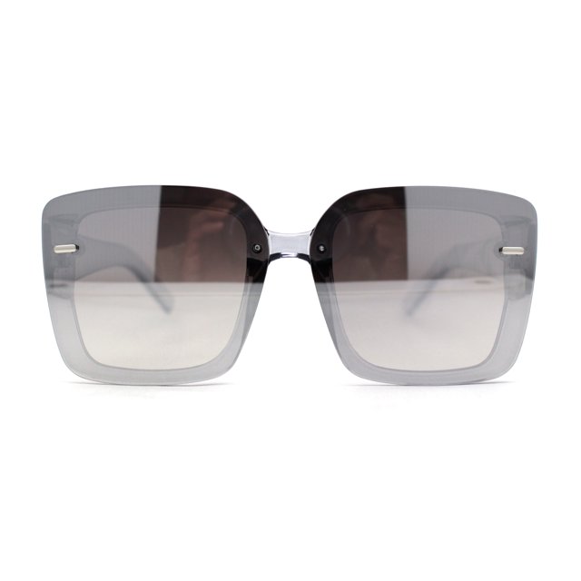 Lunettes de Soleil Rétro pour Femmes, Rectangulaires, Sans Monture, en Plastique Épais, Design, Argent Ardoise, Miroir