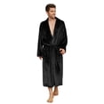 thumbnail image 1 of U2SKIIN Mens Fleece Robe, Soft Warm Long Plush Shawl Collar Fleece Bathrobe,(Black,L-XL), 1 of 5