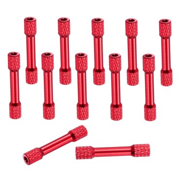12 Pcs M3 x 35mm Colonne d'Espacement Double Tête en Aluminium Moleté pour Drone RC Avion Voiture de Course Simracing, Rouge