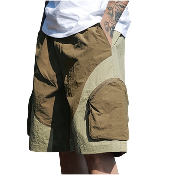 ohmzyzo Cargo Shorts for Men Casual Drawstring Elastic High Waist Outdoor Shorts Summer Lightweight Shorts with Pockets
