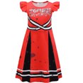thumbnail image 1 of Kids Girls Halloween Skull Cheer Leader Costume Flutter Sleeve Dance Dress Rooter Team Uniform, 1 of 6