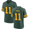 thumbnail image 1 of Men's Green Bay Reed 11 Green Alternate Stitched Game Player T-shirts, 3X-Large, 1 of 2