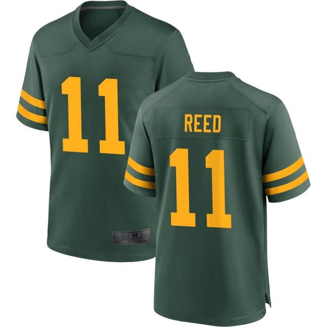 Men's Green Bay Reed 11 Green Alternate Stitched Game Player T-shirts, 3X-Large