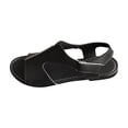 thumbnail image 1 of Sandales Romaines pour Femmes, Chaussures de Plage Plates à Bout Rond et Bout Ouvert avec Bride de Cheville Ajustable et Semelle Intérieure Coussinée, Noir Taille 36, 1 of 7