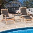 thumbnail image 1 of Costway 4PCS Patio Rattan Folding Lounge Chair Table Acacia Wood withRetractable Footrest, 1 of 9