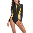 thumbnail image 3 of Pisexur Women's One Piece Long Sleeve Rash Guard UV Protection Printed Zipper Surfing Swimsuit Swimwear Bathing Suit, 3 of 5