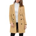 thumbnail image 1 of INSPIRE CHIC Women's Notched Lapel Collar Double Breasted Mid Length Overcoat, 1 of 7