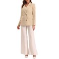 thumbnail image 2 of INSPIRE CHIC Women's Jacket Notched Lapel Double Breasted Padded Shoulder Blazer XS Apricot-Solid, 2 of 6