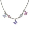 thumbnail image 1 of Collier Floral et Papillon en Argent Sterling Poli Émaillé 14 Pouces, 1 of 3