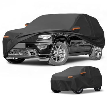 Housse de Voiture Imperméable Toutes Saisons Automobile Extérieur Anti-UV Protection contre le Soleil et la Pluie Couverture Extérieure Complète avec Bandes Réfléchissantes Noir pour Jeep Grand Cherokee