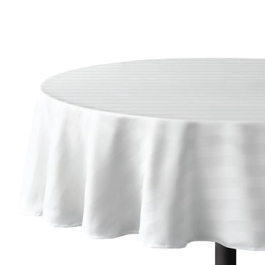 Hometrends Microfiber Stripe Tablecloth 70" Round, White