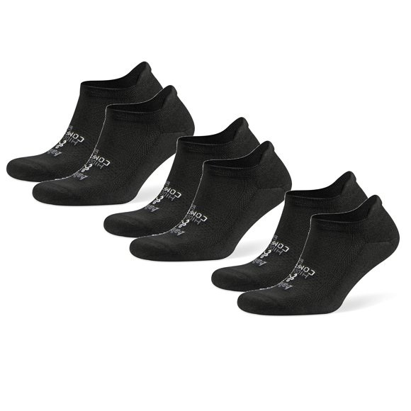 Balega Chaussettes de Course Athlétiques Invisibles à Confort Caché pour Hommes et Femmes (Lot de 3), Noir, Grand