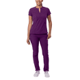 thumbnail image 1 of Adar Addition Go-Higher Scrub Set For Women - Notched V-Neck Scrub Top & Skinny Cargo Scrub Pants, 1 of 7