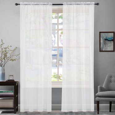 HiMONE Drapes Treatments Curtains Rod Pocket Vintage Window Curtain Panel Solid Light Filtering Luxury Home Decor White (132cm*160cm)-52" W x 63"L