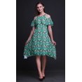 thumbnail image 3 of Bimba Green Floral Printed Womens Cold Shoulder Tunic Party Round Neck Shift Dress - XXX-Large, 3 of 6