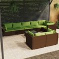 thumbnail image 1 of vidaXL 9 Piece Patio Lounge Set with Cushions Brown Poly Rattan, 1 of 5