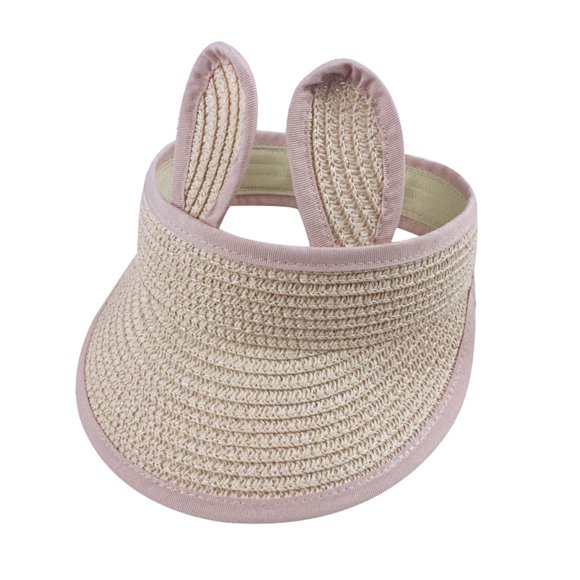 Summer Baby Boy Girl Kids Folding Bunny Straw Visor Cap Adjustable Sun Hat
