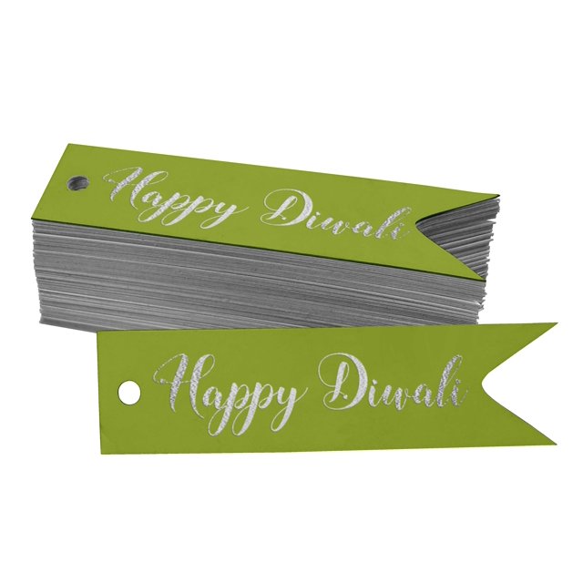 Inkdotpot Pack Of 100 Happy Diwali Favor Paper Tags Craft Real Silver Foil Hang Tags