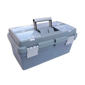 GROWTH TANK Boîte de stockage d'outils polyvalente Organisateur Boîte à outils 2 Plateau 16inch Carry Case pour Car Grey