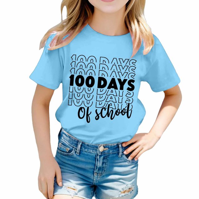 TZEWGL Chemise Décontractée pour Enfant Mignonne Imprimée Graphique Col Rond Manches Courtes Vêtements pour Filles Garçons Taille 3-4T
