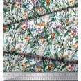 thumbnail image 2 of Soimoi Polyester Crepe Fabric Leaves & Cartoon Animals Jungle Decor Fabric Printed Yard 52 Inch Wide, 2 of 3