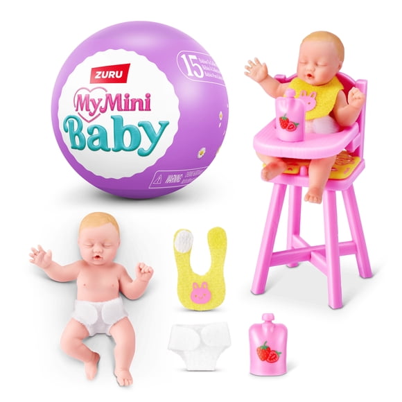 My Mini Baby Série 2 de ZURU, Capsule mystère à collectionner, jouet pour filles, bébé miniature réaliste, ensemble de jeu et accessoires