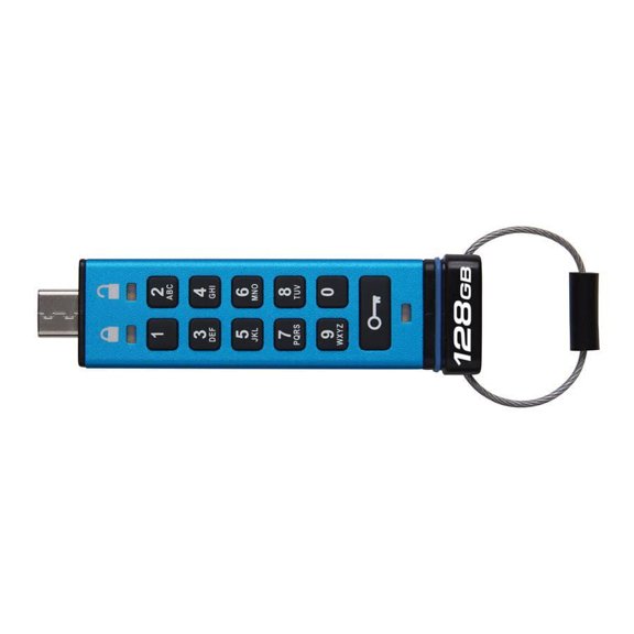 Kingston Ironkey Keypad 200 Clé USB cryptée USB-C 128 Go | Indépendant du système d'exploitation | FIPS 140-3 niveau 3 | XTS-AES 256 bits | Protection BadUSB et Brute Force | Option multi-broches | IK
