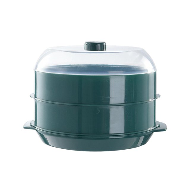 GUOOL Cuiseur Vapeur Rond pour Micro-Ondes Cuisson Rapide Couverture Transparente Empilable Cuisine Vert double Couche