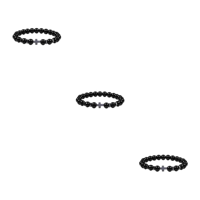 maskred Gifts Unisex Bracelets With Exquisite Beads For Thoughtful Presents Exquisite glossy black 3Set