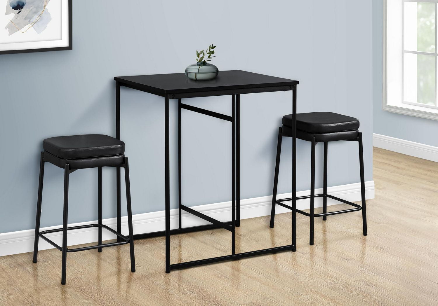 Monarch Specialties Dining Table, 32" Rectangular, Counter Height, Small, Laminate Top, Kitchen, Black Laminate, Black Metal, Contemporary, Modern