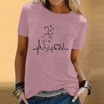 thumbnail image 2 of TSADFHJI T-Shirt en Coton pour Femmes Femmes Printemps Été Chats Imprimé Manches Courtes Col Rond T-Shirt Haut TTG, 2 of 5