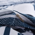 thumbnail image 4 of 3 Pcs Queen Boho Duvet Cover, Soft Mircrofiber White Geometric Pattern Printed on Blue Bohemian Comforter Cover Bedding Set, 4 of 5