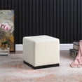 thumbnail image 2 of HomePop Pouf Moderne en Tissu Bouclé à Design Carré Cube, Blanc, 2 of 8